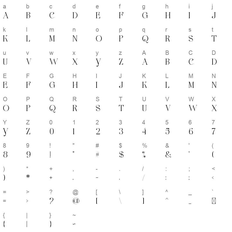FLOWRISE Character Map