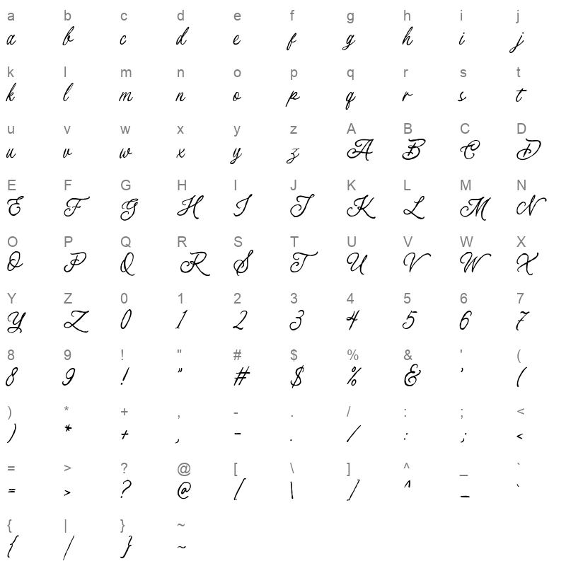 Fountain 1 Character Map