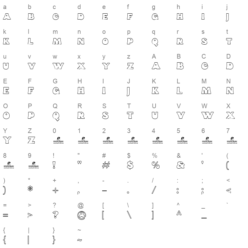 Funk Gibson Outline Character Map