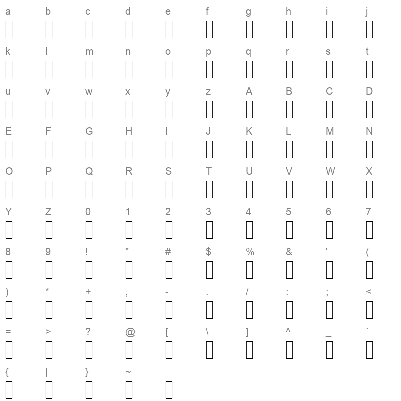 fyrz#xb# Character Map