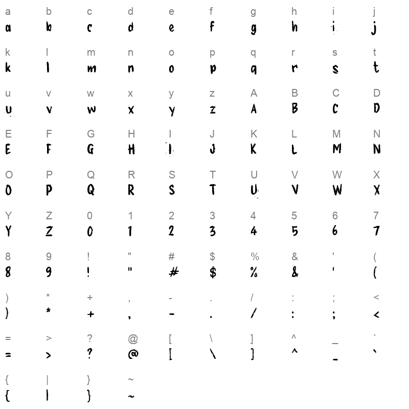 g Grung ink Character Map