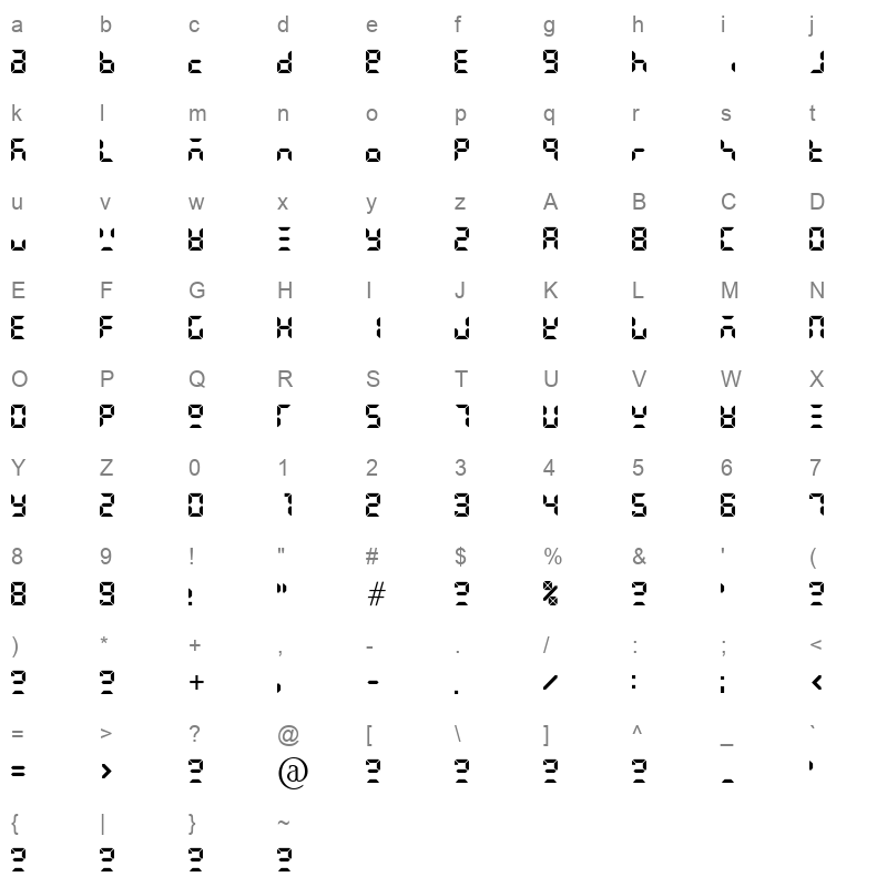 G7 Segment 7a Character Map