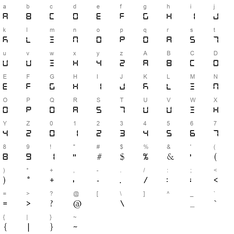 G7 Segment7 S5 Character Map
