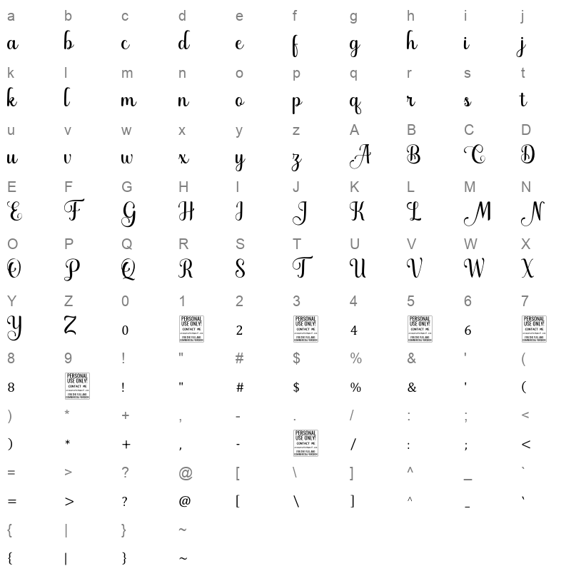 Garden Of Heaven Script Character Map