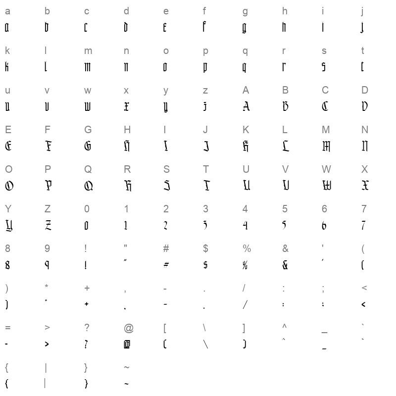 Gargamoth Regular Character Map