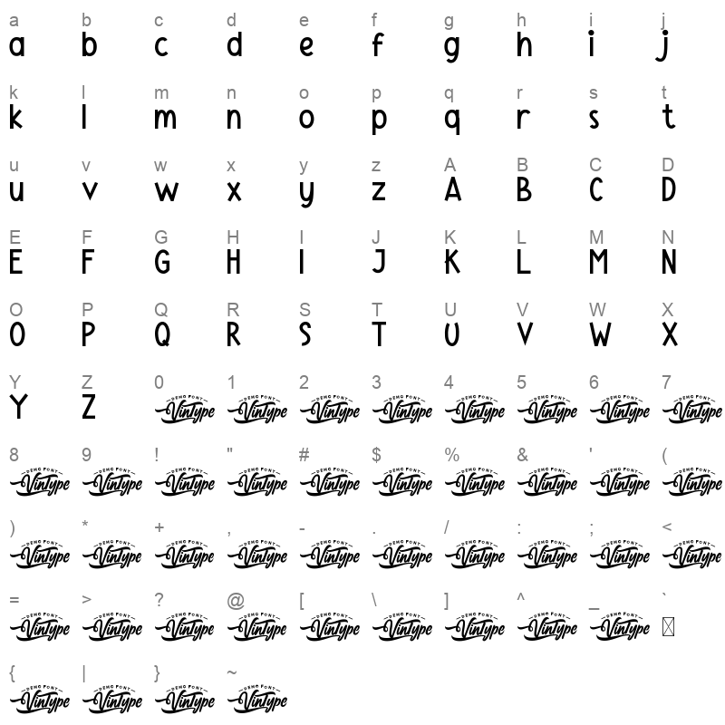 Garlic Shrimp Regular Character Map