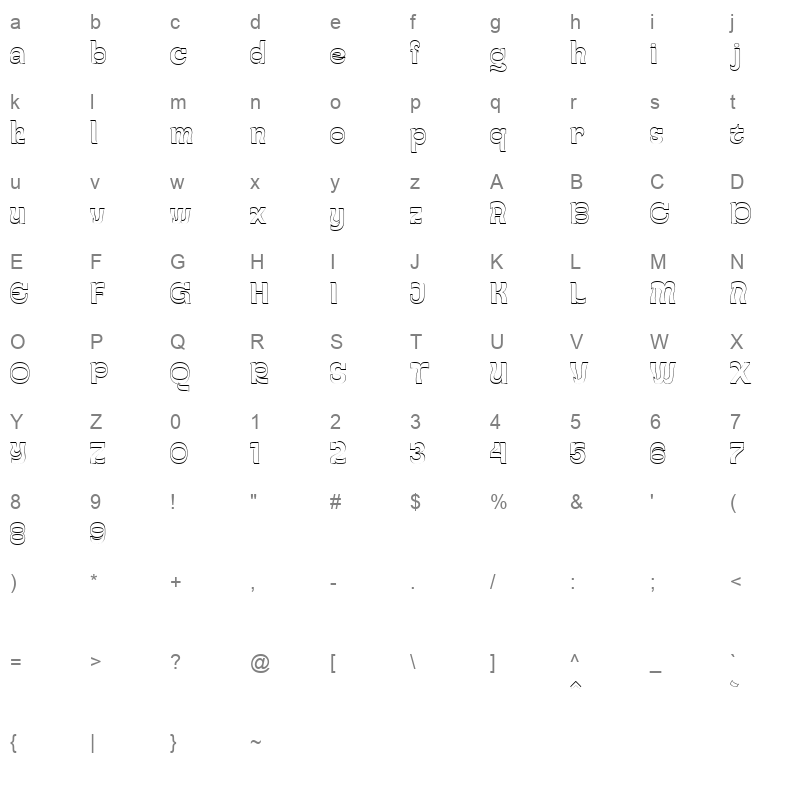 Gayo Wine Outline Character Map
