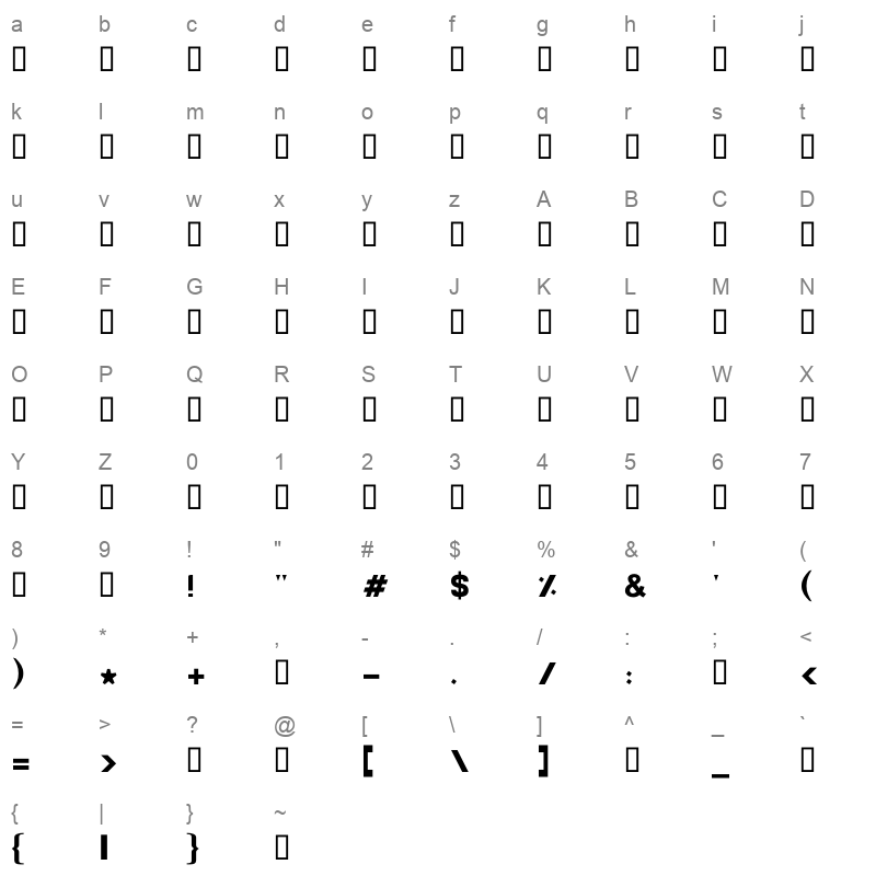 GE ASIFA BOLD Character Map