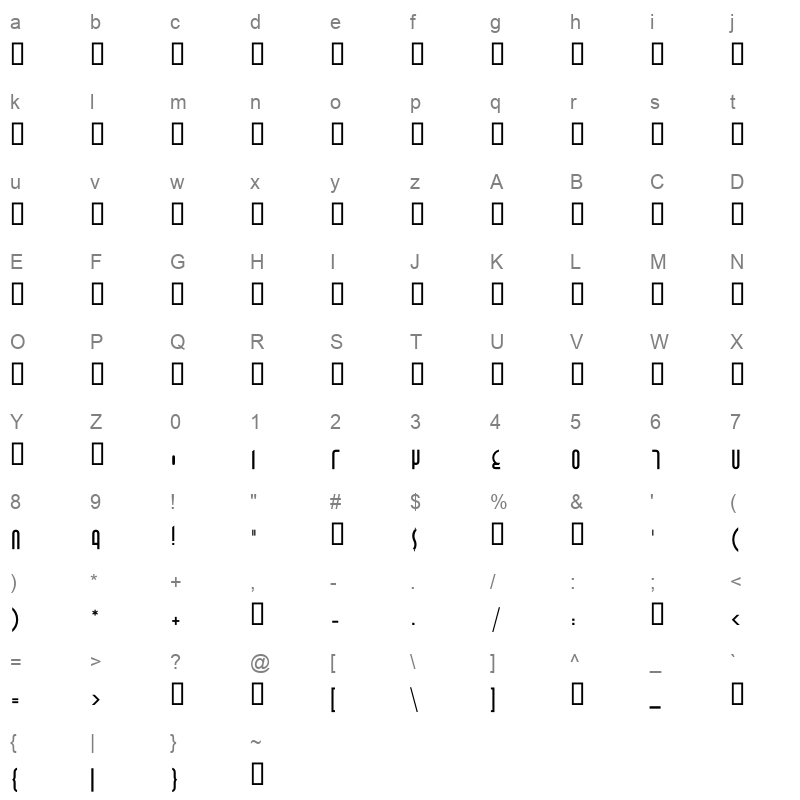 GE Cap Medium Character Map