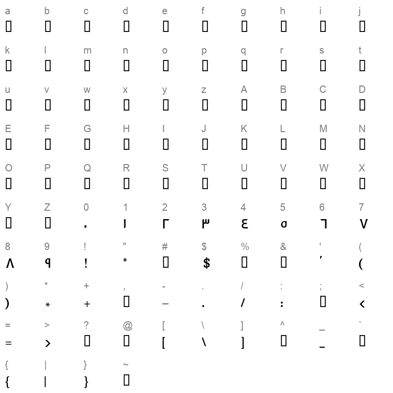 GE Dinar Two Medium 5 Character Map
