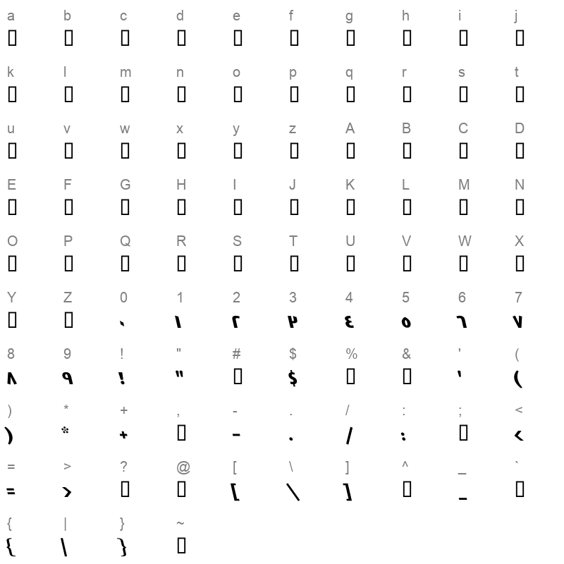 GE East ExtraBold Italic Character Map