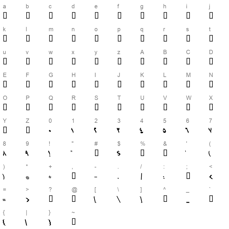 GE Jarida Heavy Italic Character Map