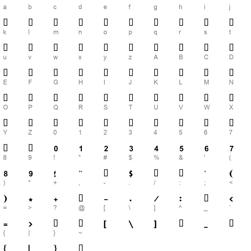 GE MB Farah Bold Character Map