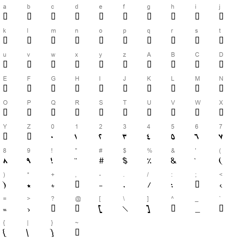 GE MB Farah Medium Italic Character Map