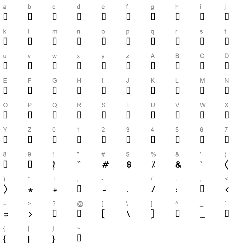 GE MB Farasha Bold Character Map
