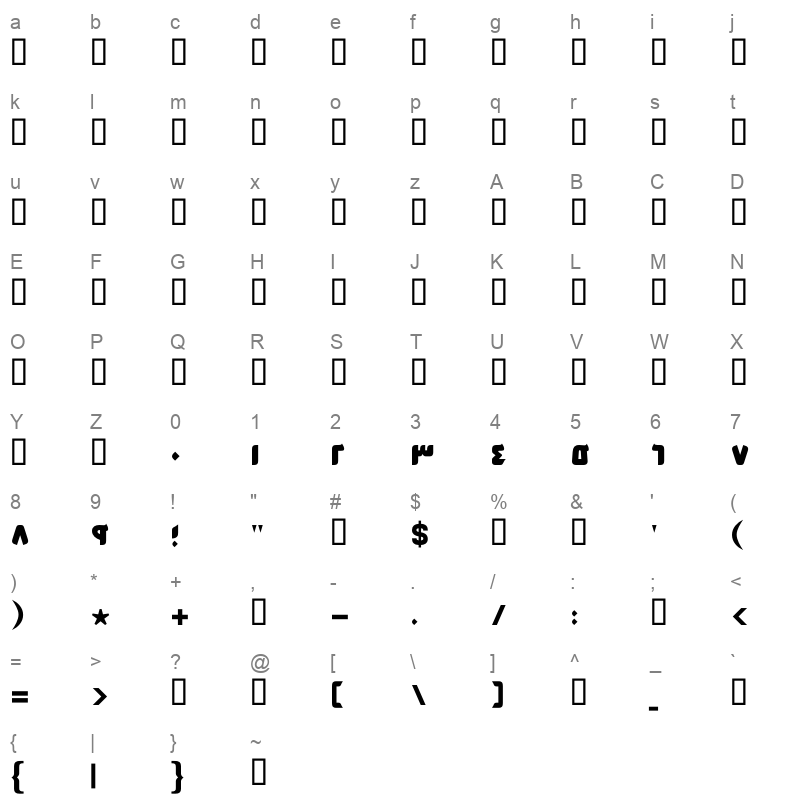 GE MB Fares Bold Character Map