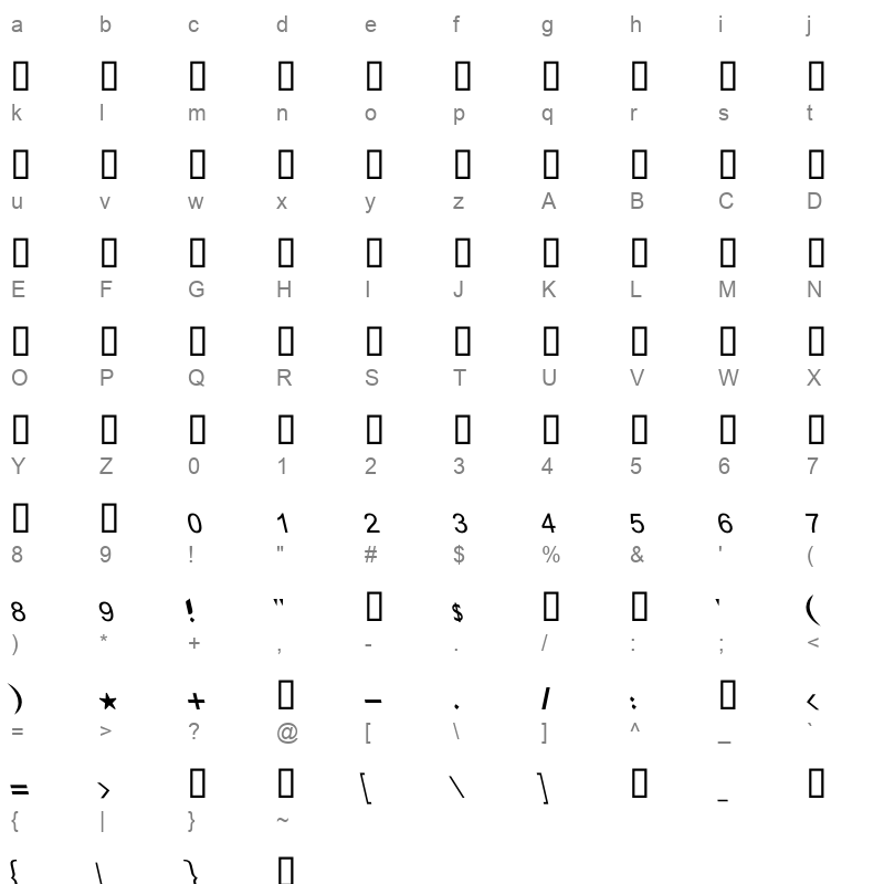 GE MB Fares Medium Italic Character Map