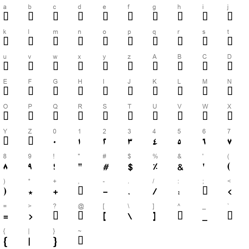 GE MB MB Bold Character Map