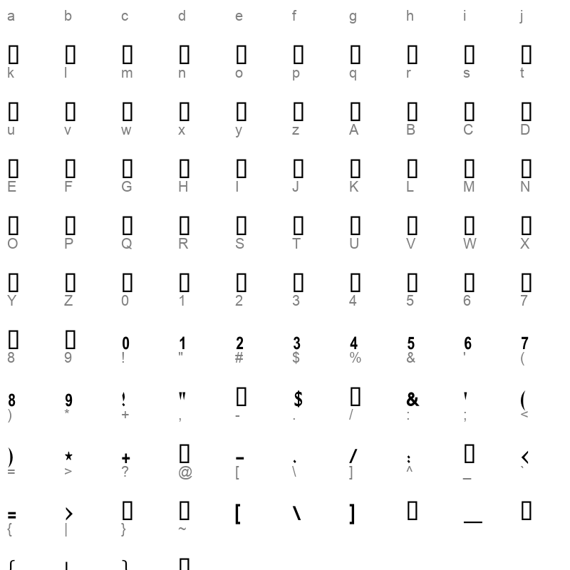 GE MB MB condensedBold Character Map