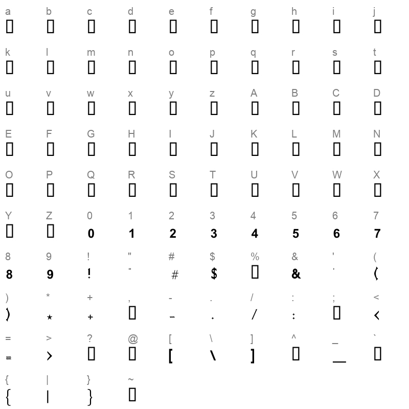 GE MB Najm Bold Character Map