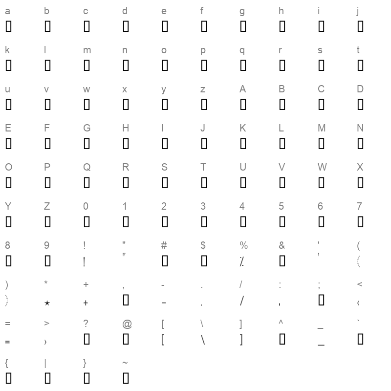 GE Minaret Character Map
