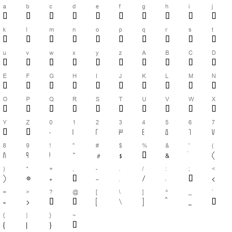 GE Modern Light Character Map