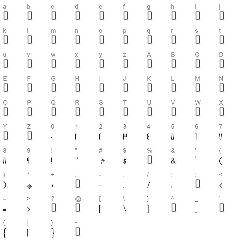 GE Modern Medium Character Map
