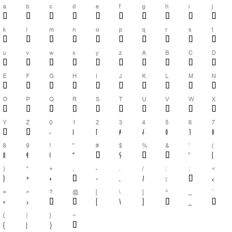 GE Narrow Light Character Map