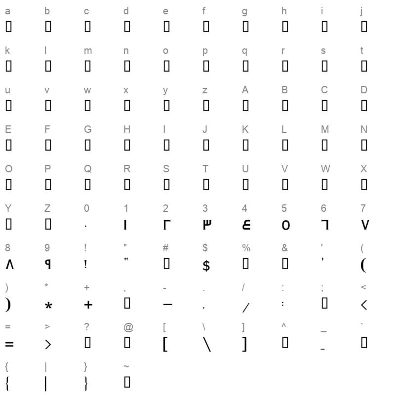GE Serif Medium Character Map