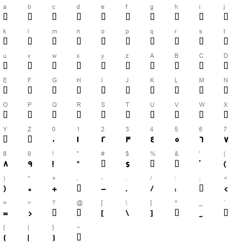 GE SS Text Bold Character Map