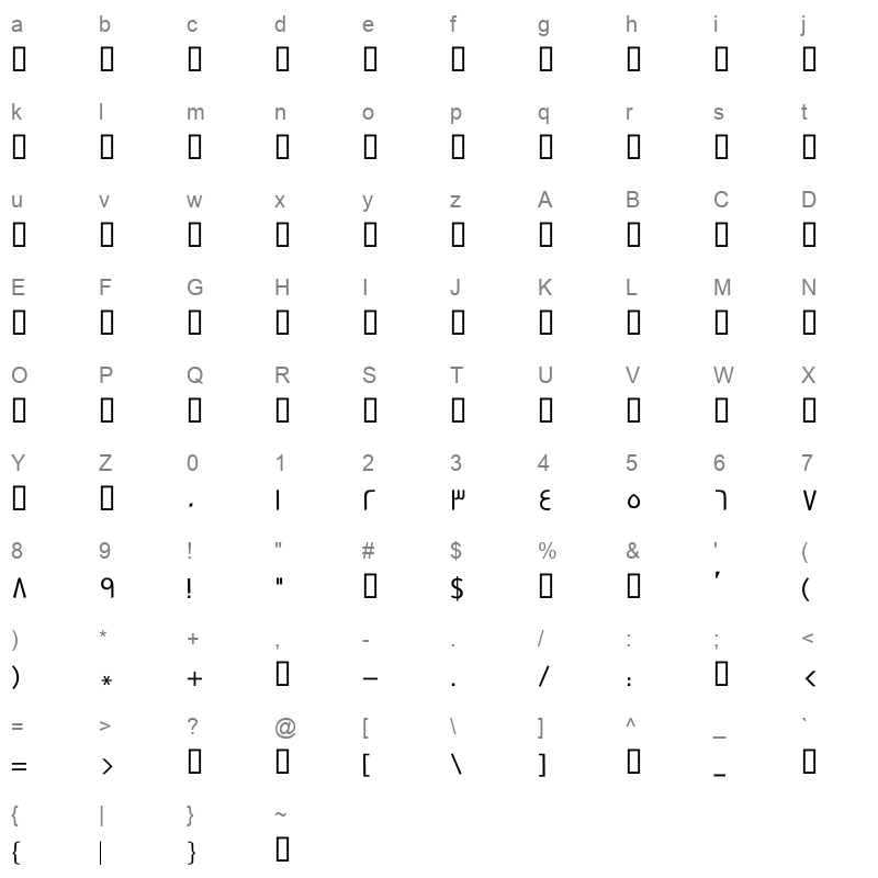 GE SS Text Light Character Map