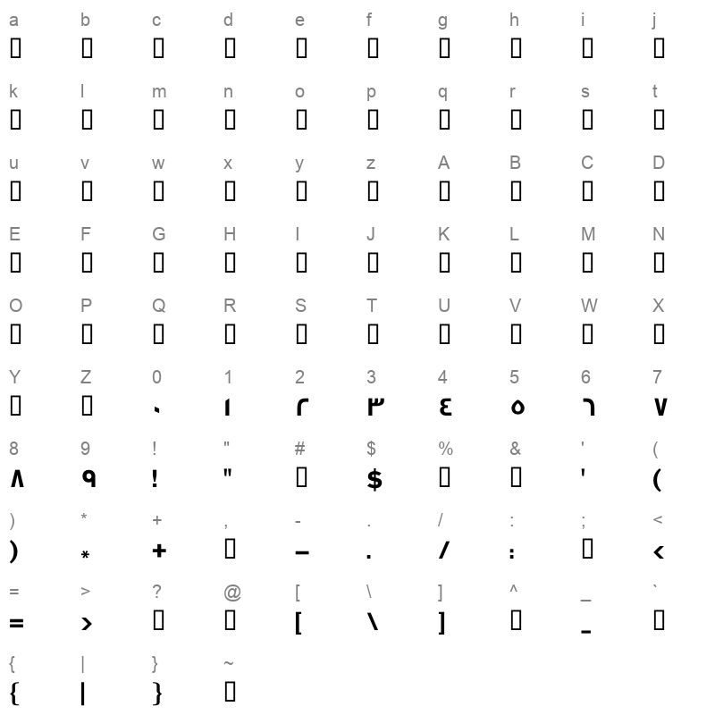 GE SS Two Bold Character Map