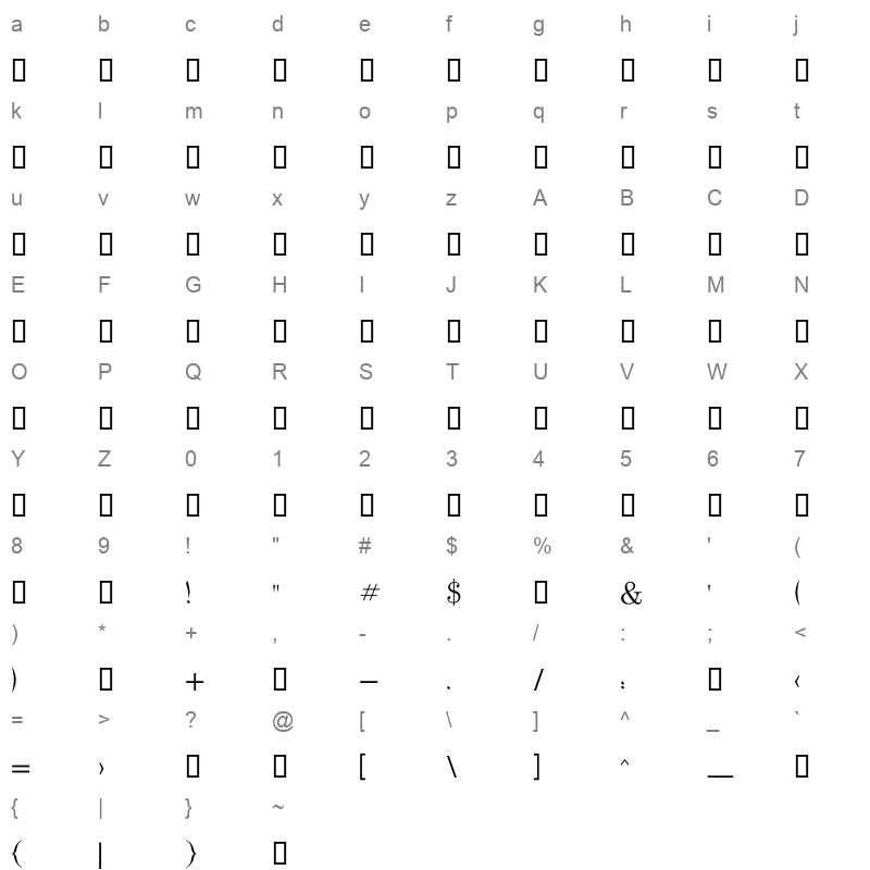 GE Thuluth Light Character Map