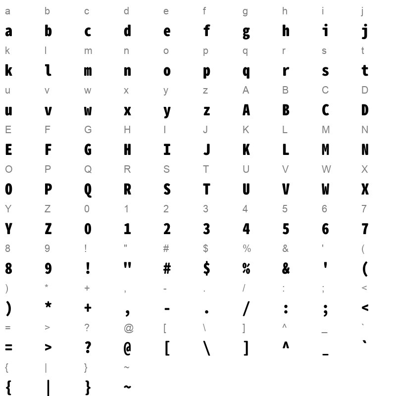 Gen Jyuu Gothic L Monospace Heavy Japanese Character Map