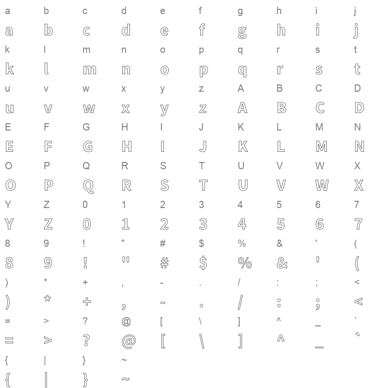 Gen NukiGothic P Heavy Character Map