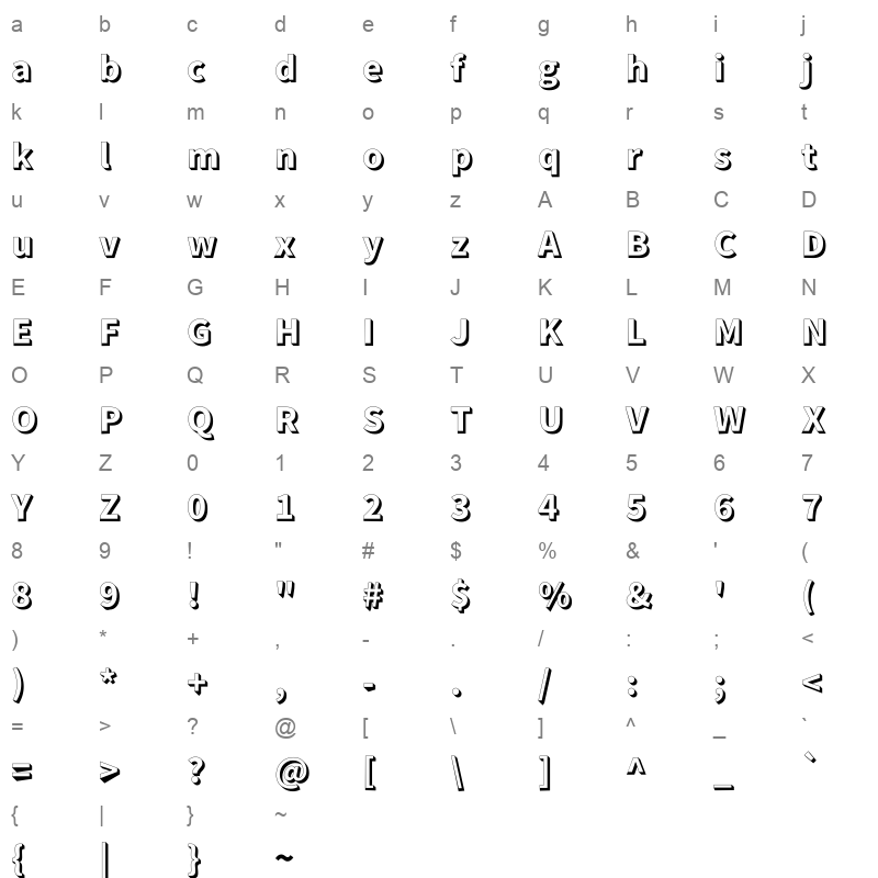 GenEi P Heavy ver8 Character Map