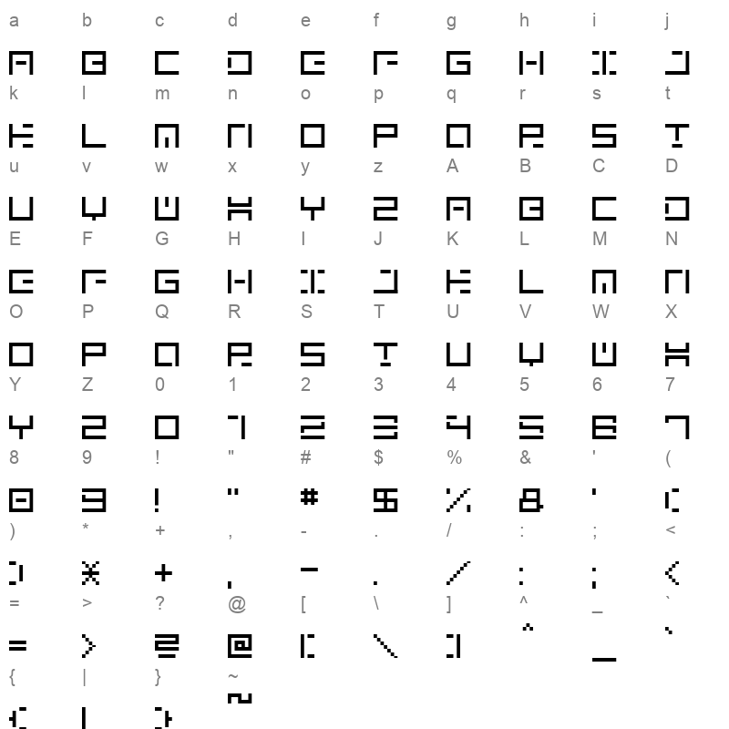GENOWN V Character Map