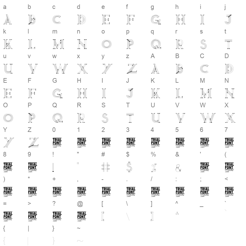 Genre Line OTF Character Map