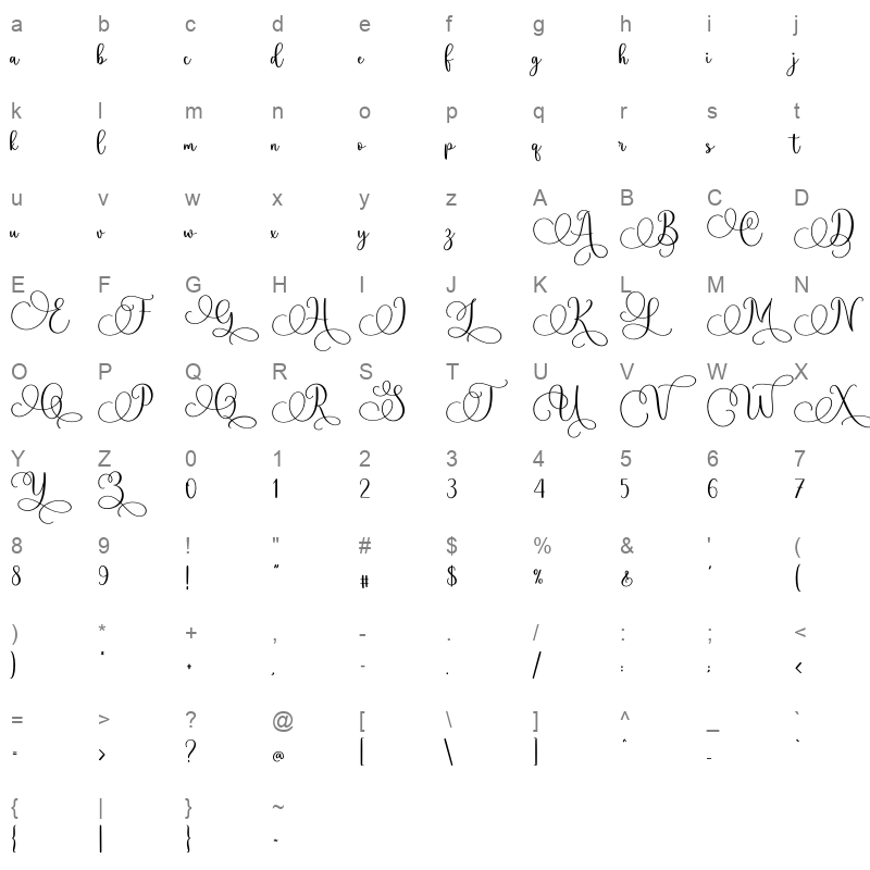 Geshila otf Character Map