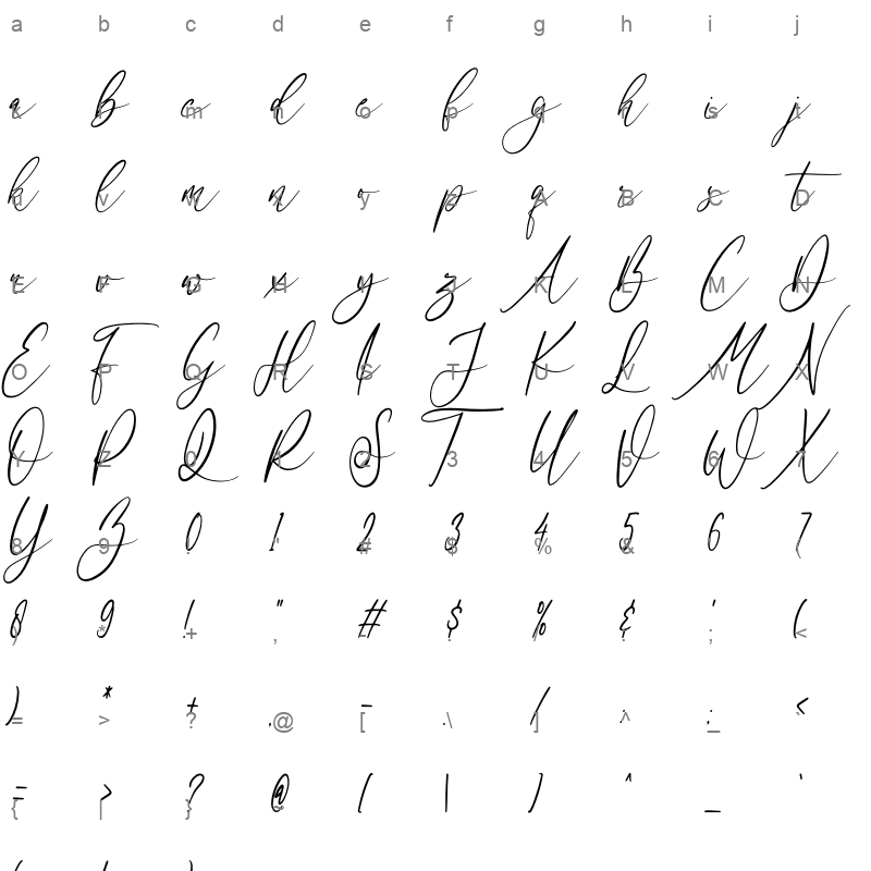 Get Married TTF Character Map