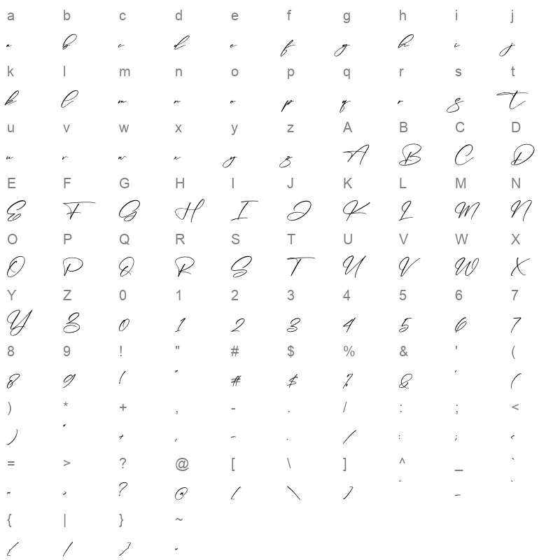 Ghalisha Character Map