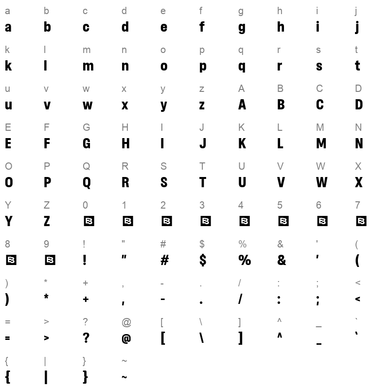 GibstoneTrial ExtraBold Character Map