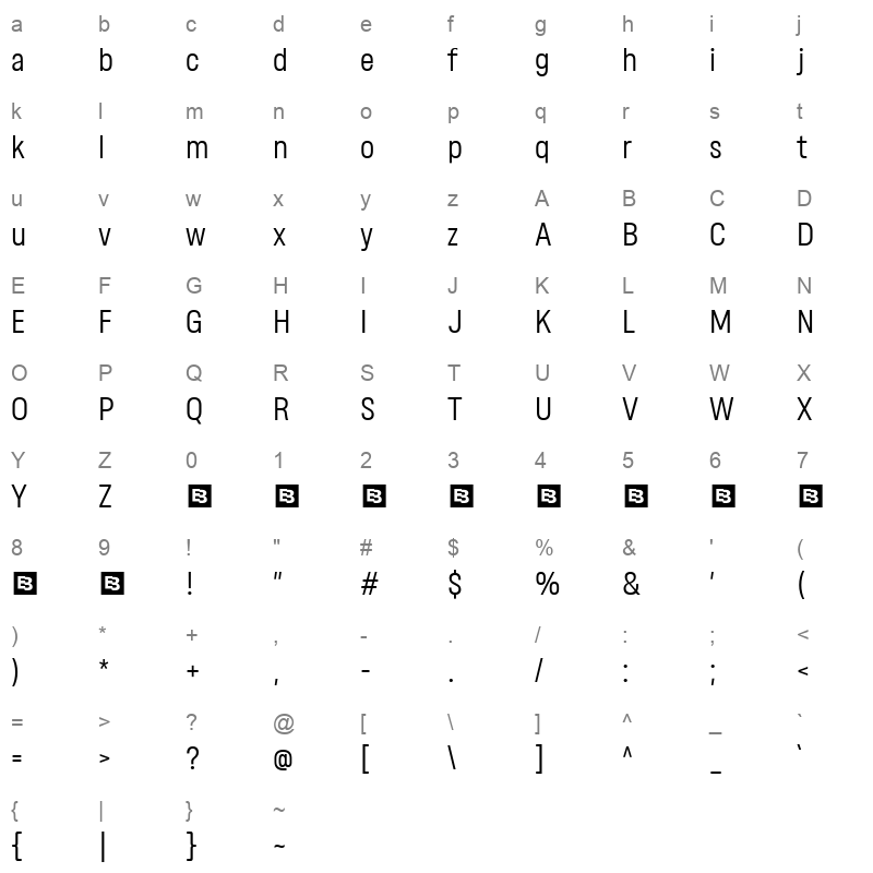 GibstoneTrial Light Character Map