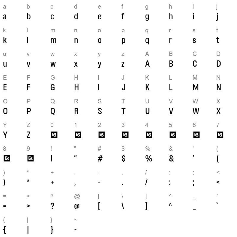 GibstoneTrial Medium Character Map
