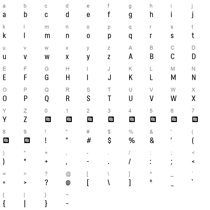 GibstoneTrial Regular Character Map