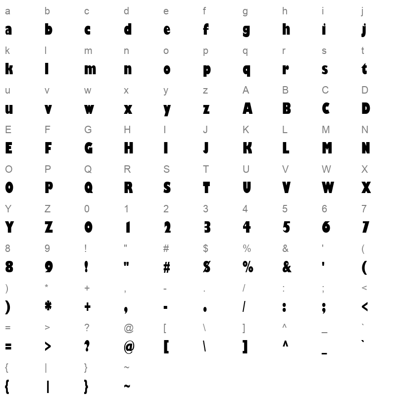 GILLUBCD Character Map