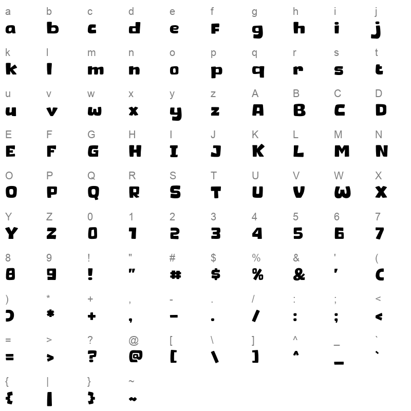 Ginger Cat otf Character Map