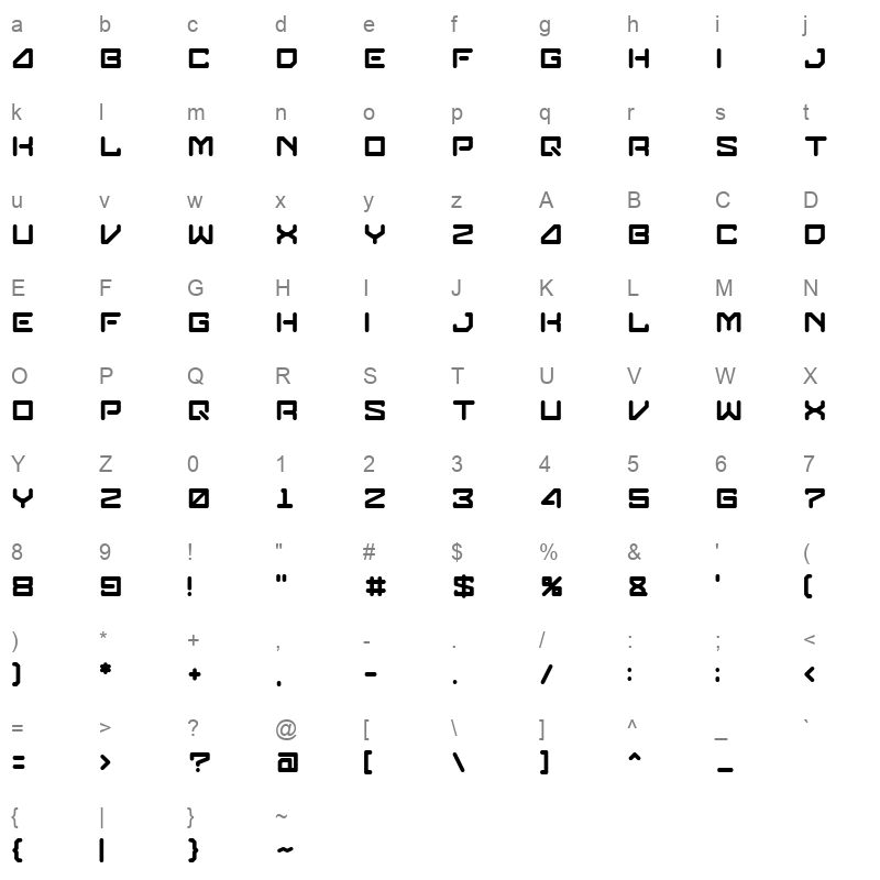 Glorian Regular Character Map