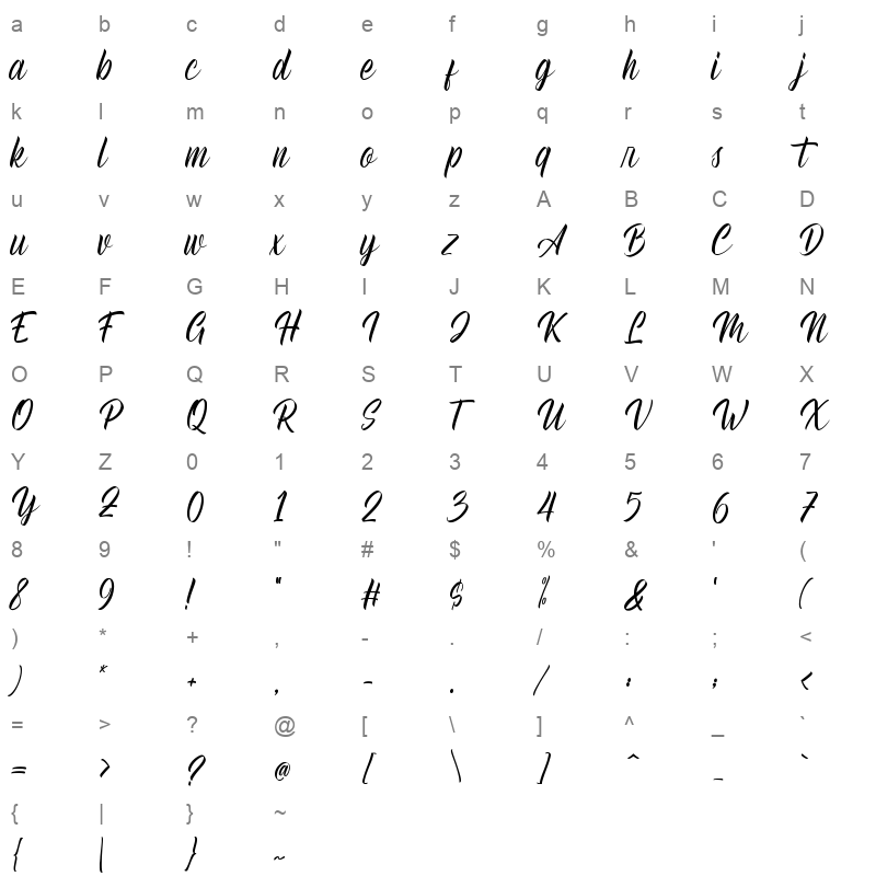 Golden History WOFF2 Character Map