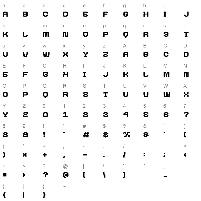 gomarice mix bit font Character Map